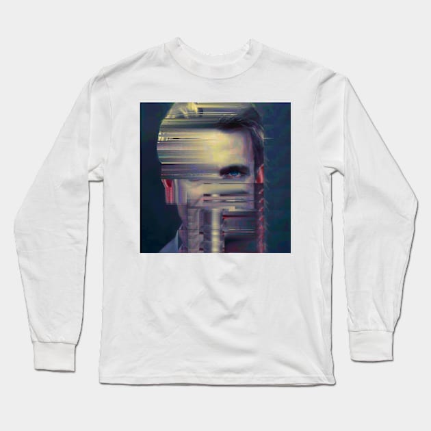 No Face - Creepy Glitch Art Long Sleeve T-Shirt by raspberry-tea